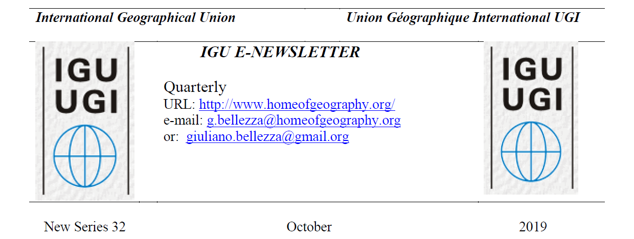 Newsletter IGU-IGU, ottobre 2019